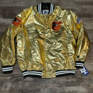 NWT gold starter jacket mens XL Orioles with World Series patch
